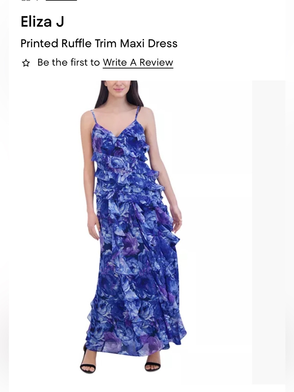 Eliza J Blue Floral Ruffle Maxi Dress